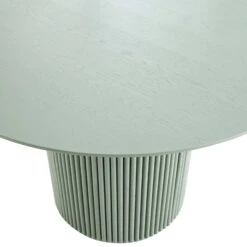 Maru Sage Green Round Oak Pedestal Dining Table – Japandi Fluted Base Design -Daals Store BSD 134 SAGE detail1