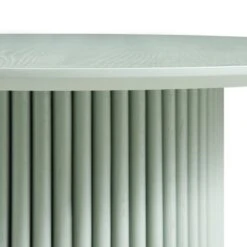 Maru Sage Green Round Oak Pedestal Dining Table – Japandi Fluted Base Design -Daals Store BSD 134 SAGE detail2