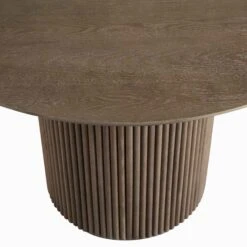 Maru Round Silver Oak Pedestal Dining Table – Fluted Base Japandi Style -Daals Store BSD 134 SILK detail1
