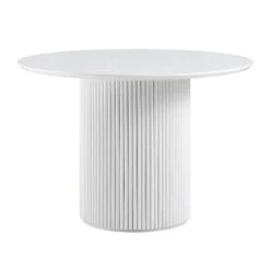 Maru Round Oak Pedestal Dining Table, Washed White 11 Maru Round Oak Pedestal Dining Table, Washed White -Daals Store BSD 134 WHITE WB1