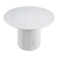 Maru Round Oak Pedestal Dining Table, Washed White 12 Maru Round Oak Pedestal Dining Table, Washed White -Daals Store BSD 134 WHITE WB2