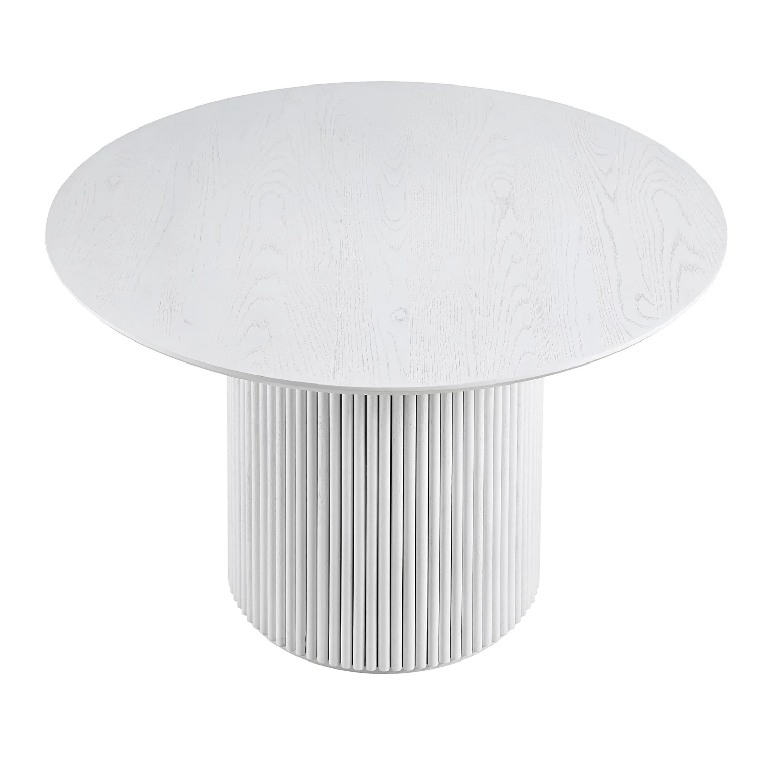 Maru Round Oak Pedestal Dining Table, Washed White 4 Maru Round Oak Pedestal Dining Table, Washed White - Image 4