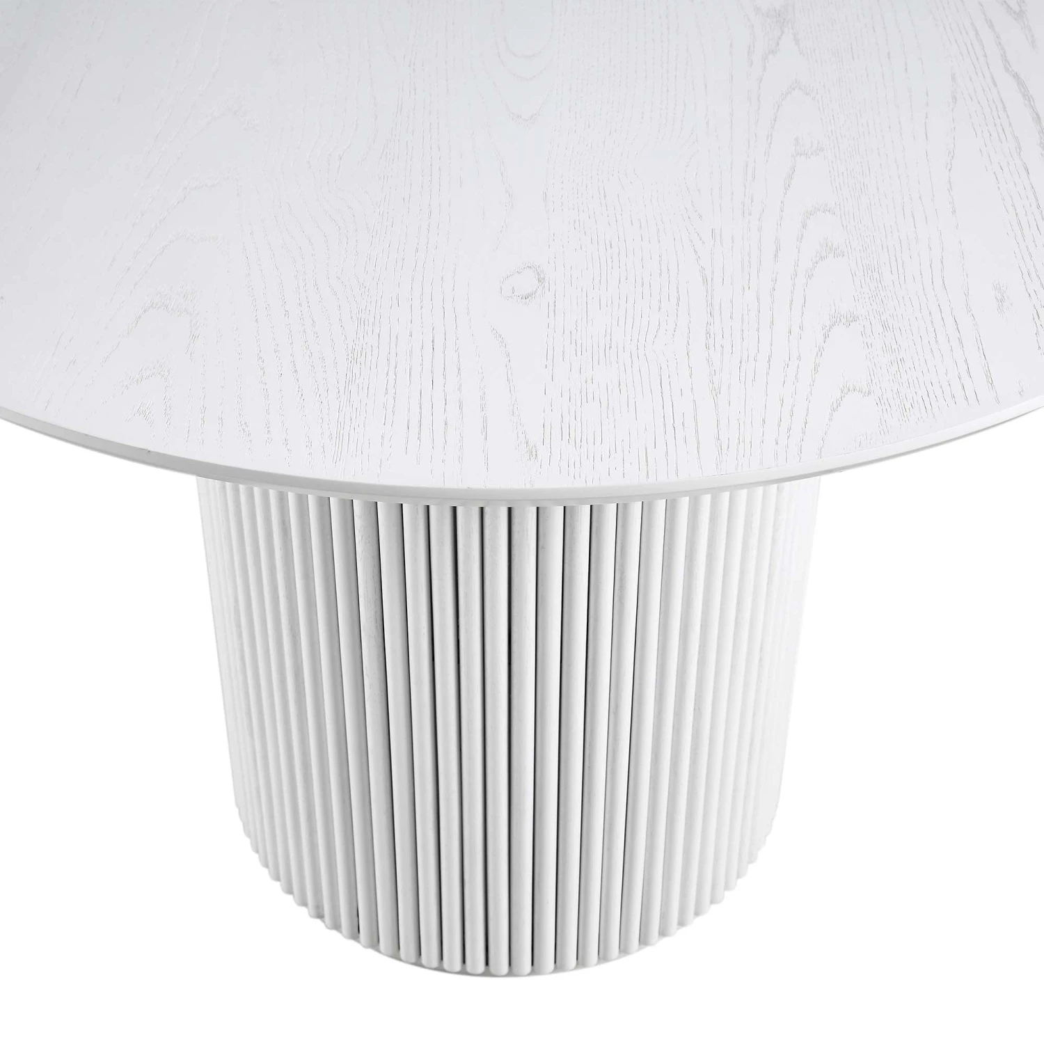 Maru Round Oak Pedestal Dining Table, Washed White 7 Maru Round Oak Pedestal Dining Table, Washed White - Image 7