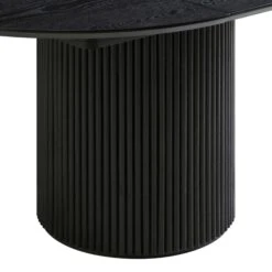 Maru Round to Oval 4-6 Seater Extending Dining Table - Black Solid Oak with Fluted Pedestal Base -Daals Store BSD 135 BLACK detail2