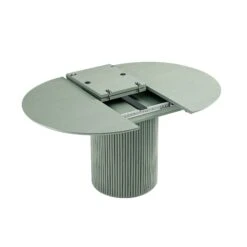 Maru Round 4-6 Seater Extending Oak Pedestal Dining Table, Sage Green -Daals Store BSD 135 SAGE WB4