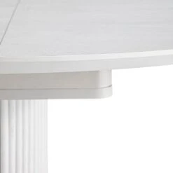 Maru Round 4-6 Seater Extending Oak Pedestal Dining Table – Washed White Japandi Fluted Base -Daals Store BSD 135 WHITE detail2