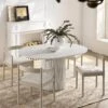 Maru Round 4-6 Seater Extending Oak Pedestal Dining Table, Washed White -Daals Store BSD 135 WHITE main