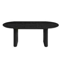 Maru Black Oak Oval Extending Dining Table β 6-8 Seater Japandi Double Pedestal with Fluted Detail 22 Maru Black Oak Oval Extending Dining Table β 6-8 Seater Japandi Double Pedestal with Fluted Detail -Daals Store BSD 136 BLACK WB1