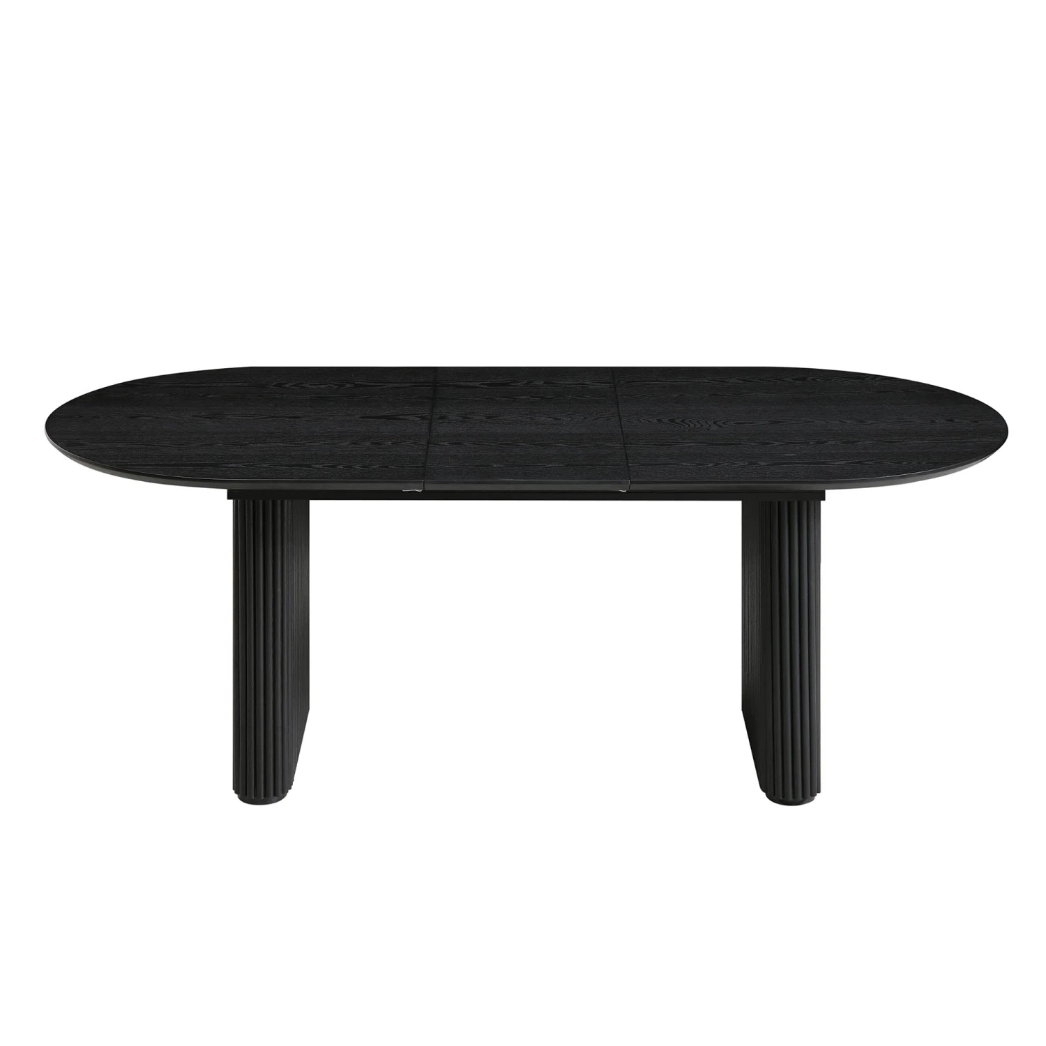 Maru Black Oak Oval Extending Dining Table β 6-8 Seater Japandi Double Pedestal with Fluted Detail 7 Maru Black Oak Oval Extending Dining Table β 6-8 Seater Japandi Double Pedestal with Fluted Detail - Image 7