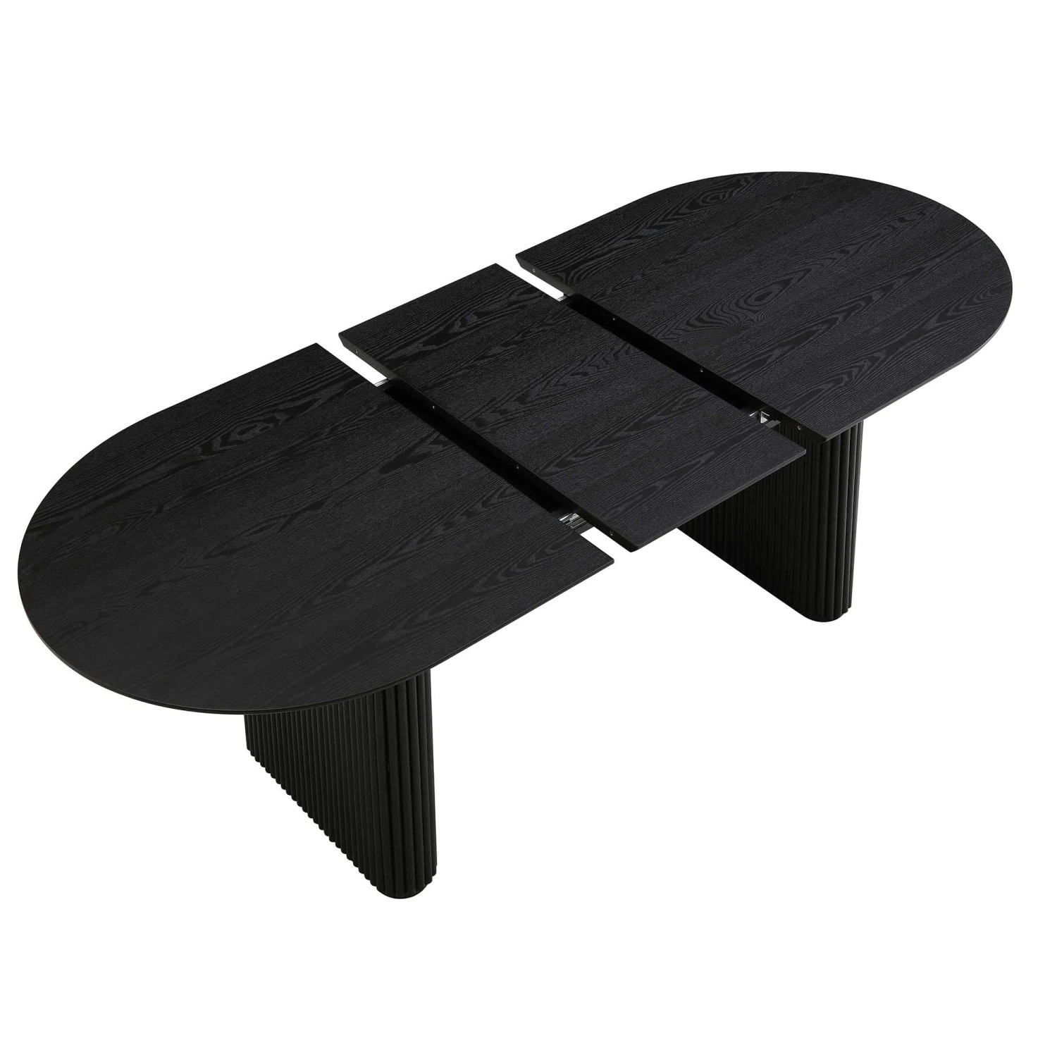 Maru Black Oak Oval Extending Dining Table β 6-8 Seater Japandi Double Pedestal with Fluted Detail 11 Maru Black Oak Oval Extending Dining Table β 6-8 Seater Japandi Double Pedestal with Fluted Detail - Image 11