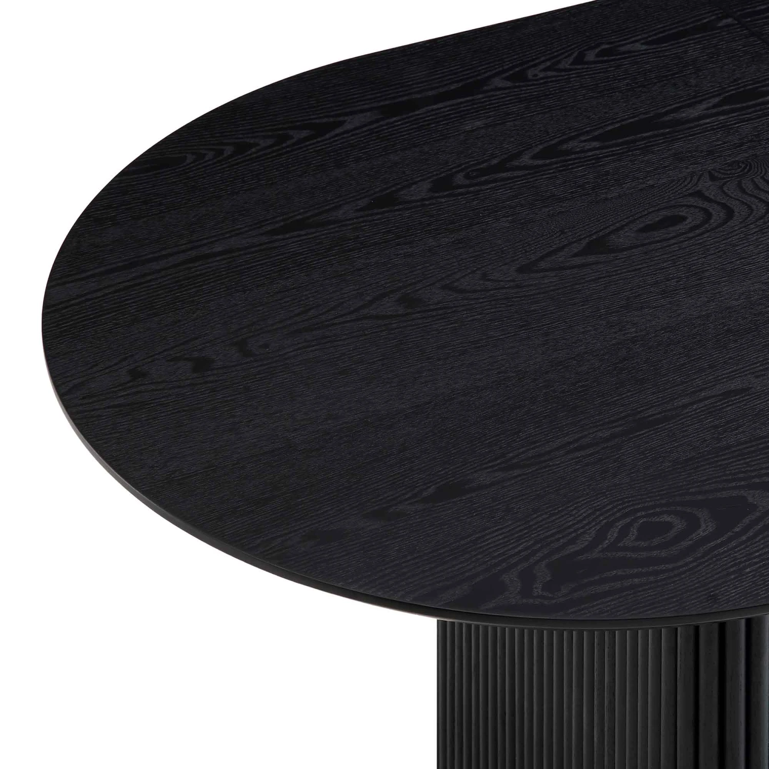 Maru Black Oak Oval Extending Dining Table β 6-8 Seater Japandi Double Pedestal with Fluted Detail 14 Maru Black Oak Oval Extending Dining Table β 6-8 Seater Japandi Double Pedestal with Fluted Detail - Image 14