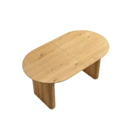 Maru Oak with Fluted Pedestal Base – Oval 160-200cm Extending Japandi Dining Table -Daals Store BSD 136 OAK GIF