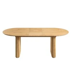 Maru Oak with Fluted Pedestal Base – Oval 160-200cm Extending Japandi Dining Table -Daals Store BSD 136 OAK WB1