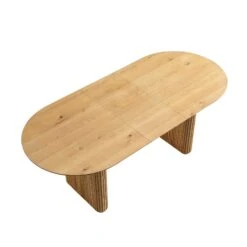 Maru Oak with Fluted Pedestal Base – Oval 160-200cm Extending Japandi Dining Table -Daals Store BSD 136 OAK WB2