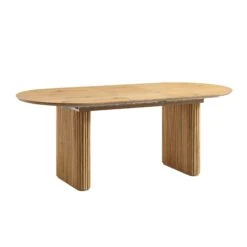 Maru Oak with Fluted Pedestal Base – Oval 160-200cm Extending Japandi Dining Table -Daals Store BSD 136 OAK WB3