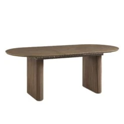 Maru Silver Oak Oval 6-8 Seater Extending Dining Table - Japandi Fluted Double Pedestal -Daals Store BSD 136 SILK WB1