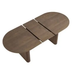 Maru Silver Oak Oval 6-8 Seater Extending Dining Table - Japandi Fluted Double Pedestal -Daals Store BSD 136 SILK WB4