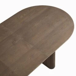 Maru Silver Oak Oval 6-8 Seater Extending Dining Table - Japandi Fluted Double Pedestal -Daals Store BSD 136 SILK detail1