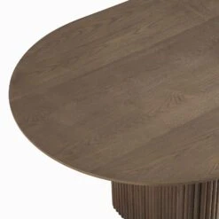 Maru Silver Oak Oval 6-8 Seater Extending Dining Table - Japandi Fluted Double Pedestal -Daals Store BSD 136 SILK detail3