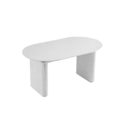 Maru Oval 160-200cm Extending Oak Dining Table – Washed White Fluted Pedestal Japandi Table -Daals Store BSD 136 WHITE GIF