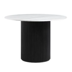 Maru 110cm Round Dining Table β Black Fluted Oak Pedestal with White Ceramic Top 12 Maru 110cm Round Dining Table β Black Fluted Oak Pedestal with White Ceramic Top -Daals Store BSD 137 BLACK WB1