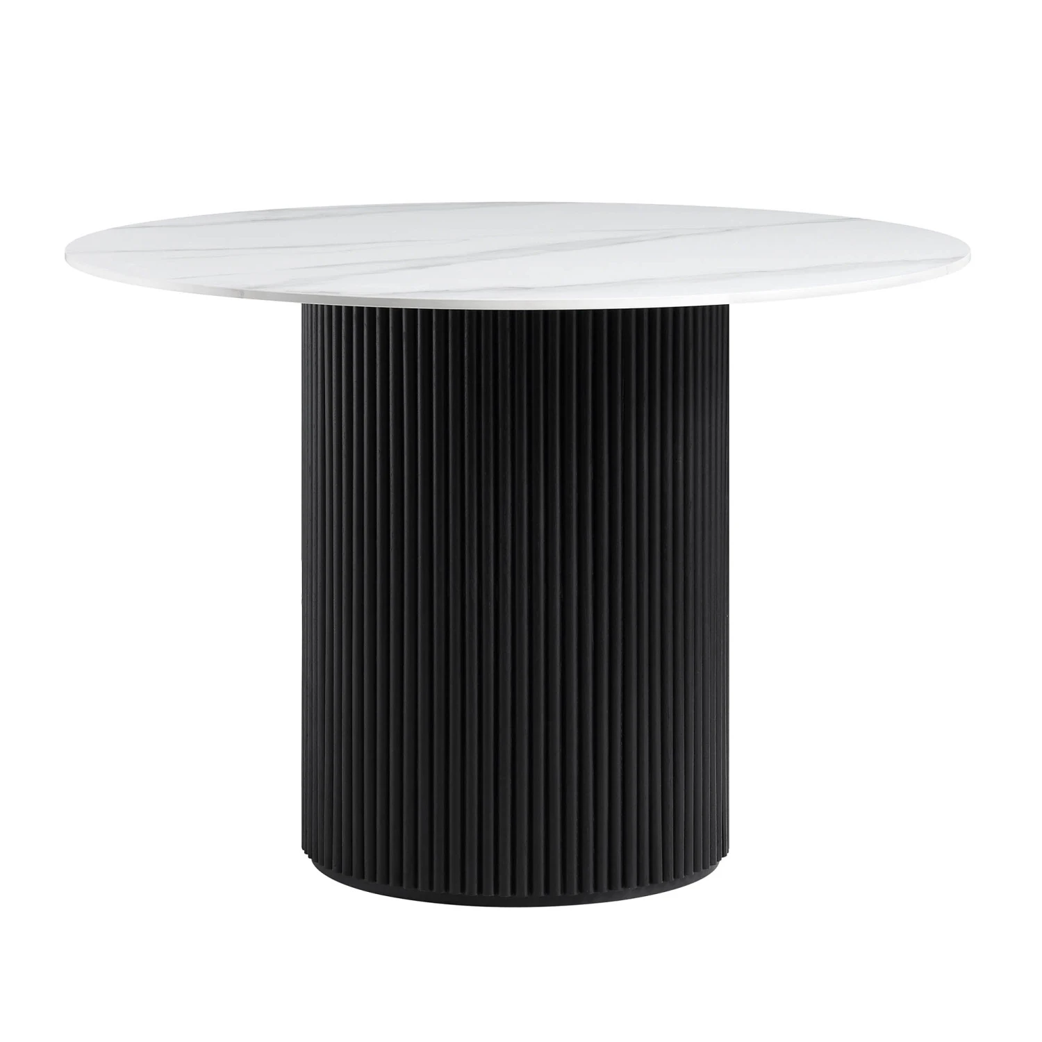 Maru 110cm Round Dining Table β Black Fluted Oak Pedestal with White Ceramic Top 3 Maru 110cm Round Dining Table β Black Fluted Oak Pedestal with White Ceramic Top - Image 3