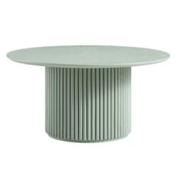 Maru Round Oak Pedestal Coffee Table, Sage Green -Daals Store BSD 138 SAGE WB1
