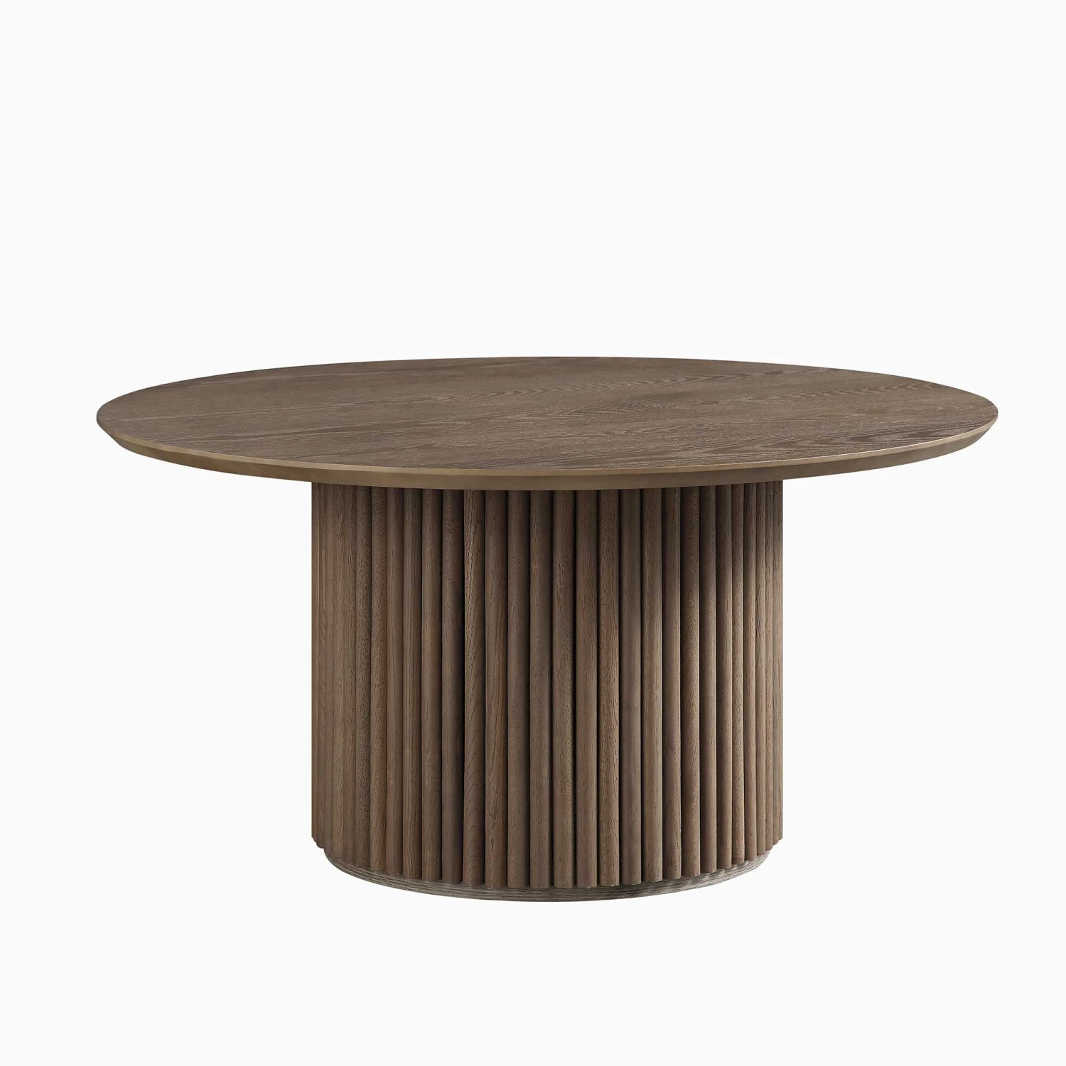 Maru Round Oak Pedestal Coffee Table, Silver Oak 4 Maru Round Oak Pedestal Coffee Table, Silver Oak - Image 4