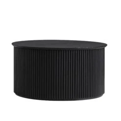 Maru Black Oak Round Storage Coffee Table - Fluted Base Minimalist Design 18 Maru Black Oak Round Storage Coffee Table - Fluted Base Minimalist Design -Daals Store BSD 140 BLACK WB1