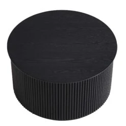 Maru Black Oak Round Storage Coffee Table - Fluted Base Minimalist Design 19 Maru Black Oak Round Storage Coffee Table - Fluted Base Minimalist Design -Daals Store BSD 140 BLACK WB2