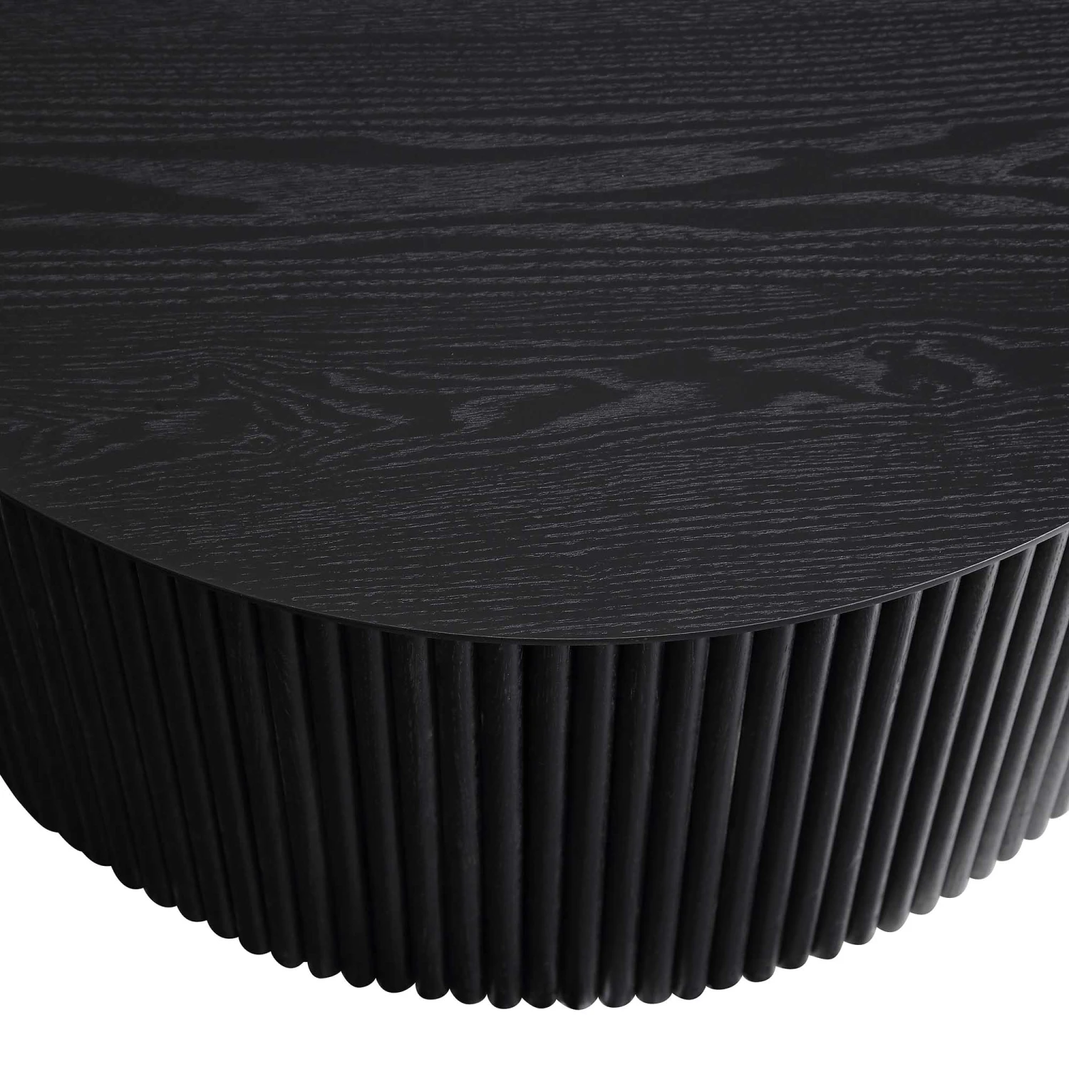 Maru Black Oak Round Storage Coffee Table - Fluted Base Minimalist Design 10 Maru Black Oak Round Storage Coffee Table - Fluted Base Minimalist Design - Image 10