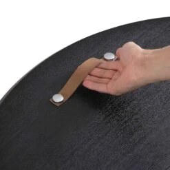 Maru Black Oak Round Storage Coffee Table - Fluted Base Minimalist Design 23 Maru Black Oak Round Storage Coffee Table - Fluted Base Minimalist Design -Daals Store BSD 140 BLACK detail2