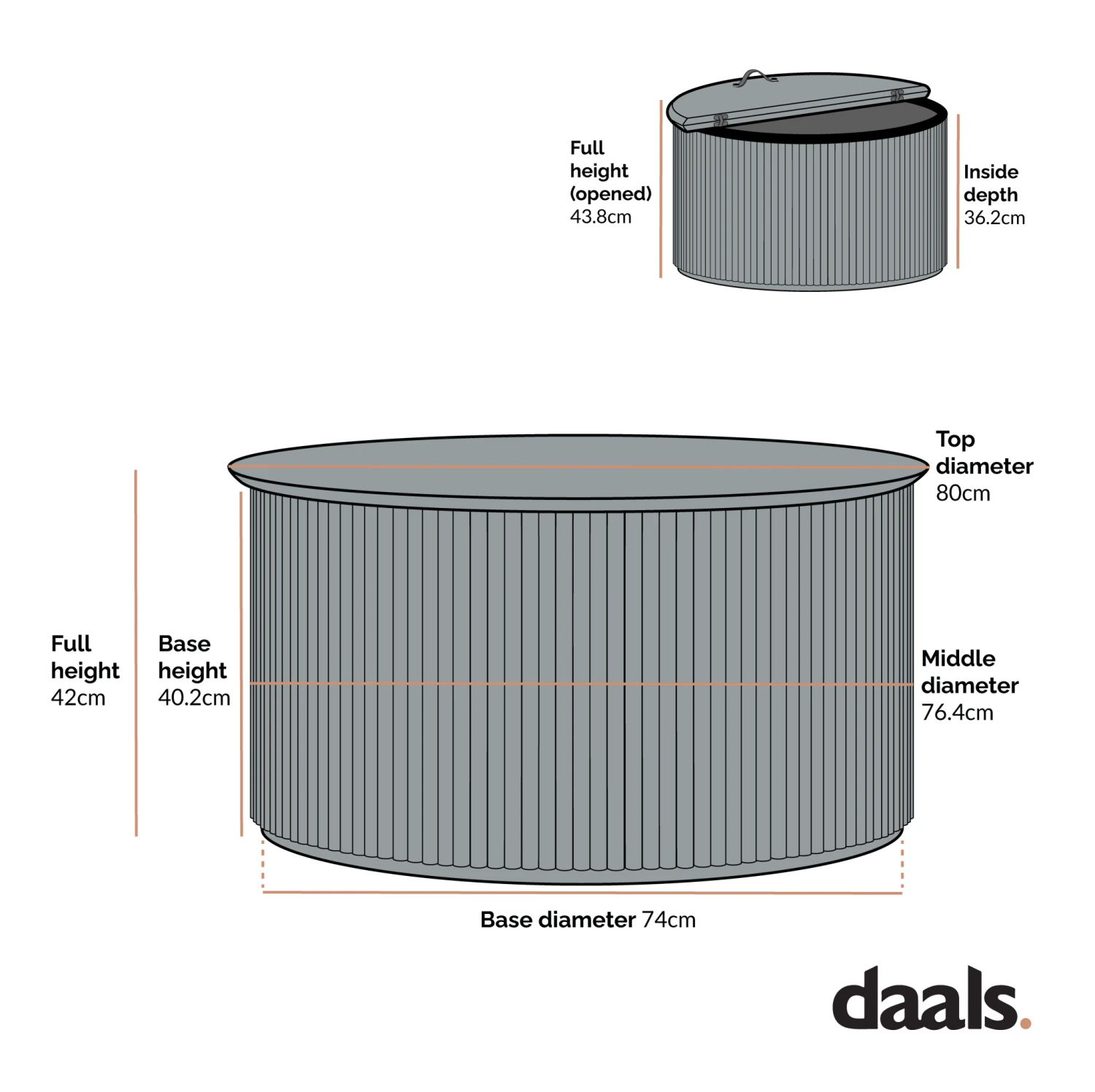 Maru Black Oak Round Storage Coffee Table - Fluted Base Minimalist Design 8 Maru Black Oak Round Storage Coffee Table - Fluted Base Minimalist Design - Image 8