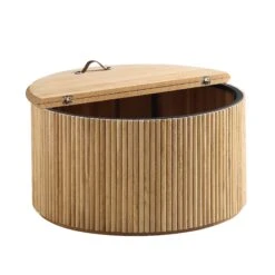 Maru Oak Round Coffee Table With Storage, Oak 19 Maru Oak Round Coffee Table With Storage, Oak -Daals Store BSD 140 OAK WB2