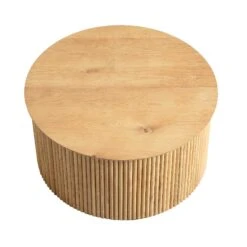 Maru Oak Round Coffee Table With Storage, Oak 21 Maru Oak Round Coffee Table With Storage, Oak -Daals Store BSD 140 OAK WB3