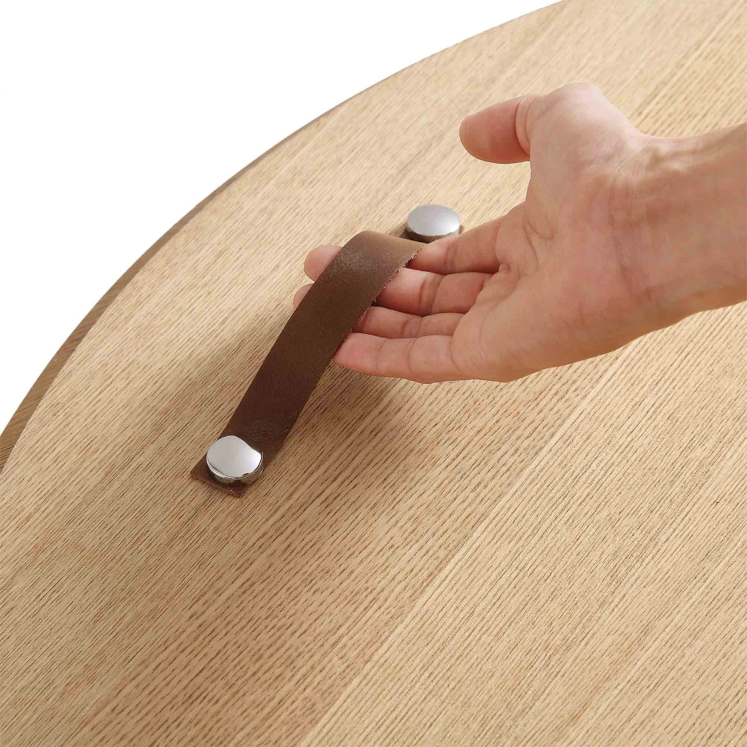 Maru Oak Round Coffee Table With Storage, Oak 13 Maru Oak Round Coffee Table With Storage, Oak - Image 13