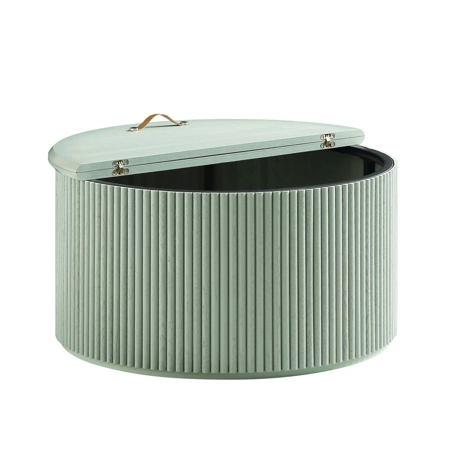 Maru Oak Round Coffee Table With Storage, Sage Green 8 Maru Oak Round Coffee Table With Storage, Sage Green - Image 8