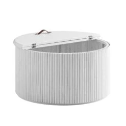 Maru Oak Round Coffee Table With Storage, Washed White 20 Maru Oak Round Coffee Table With Storage, Washed White -Daals Store BSD 140 WHITE WB3