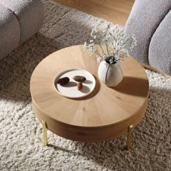 Bohdi Oak Round Rotating Coffee Table 10 Bohdi Oak Round Rotating Coffee Table -Daals Store BSD 141 OAK scene2 1
