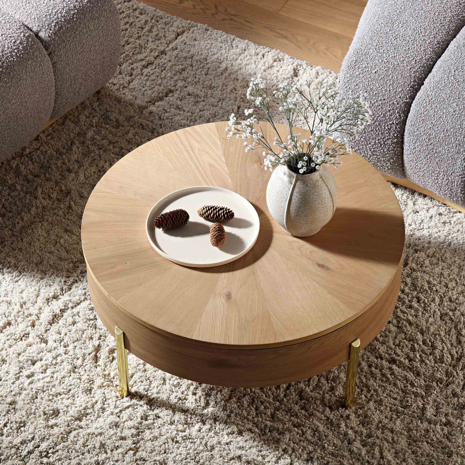 Bohdi Oak Round Rotating Coffee Table 3 Bohdi Oak Round Rotating Coffee Table - Image 3