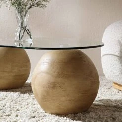 Sveti Curved Glass Coffee Table, Natural -Daals Store BSD 142 OAK scene2