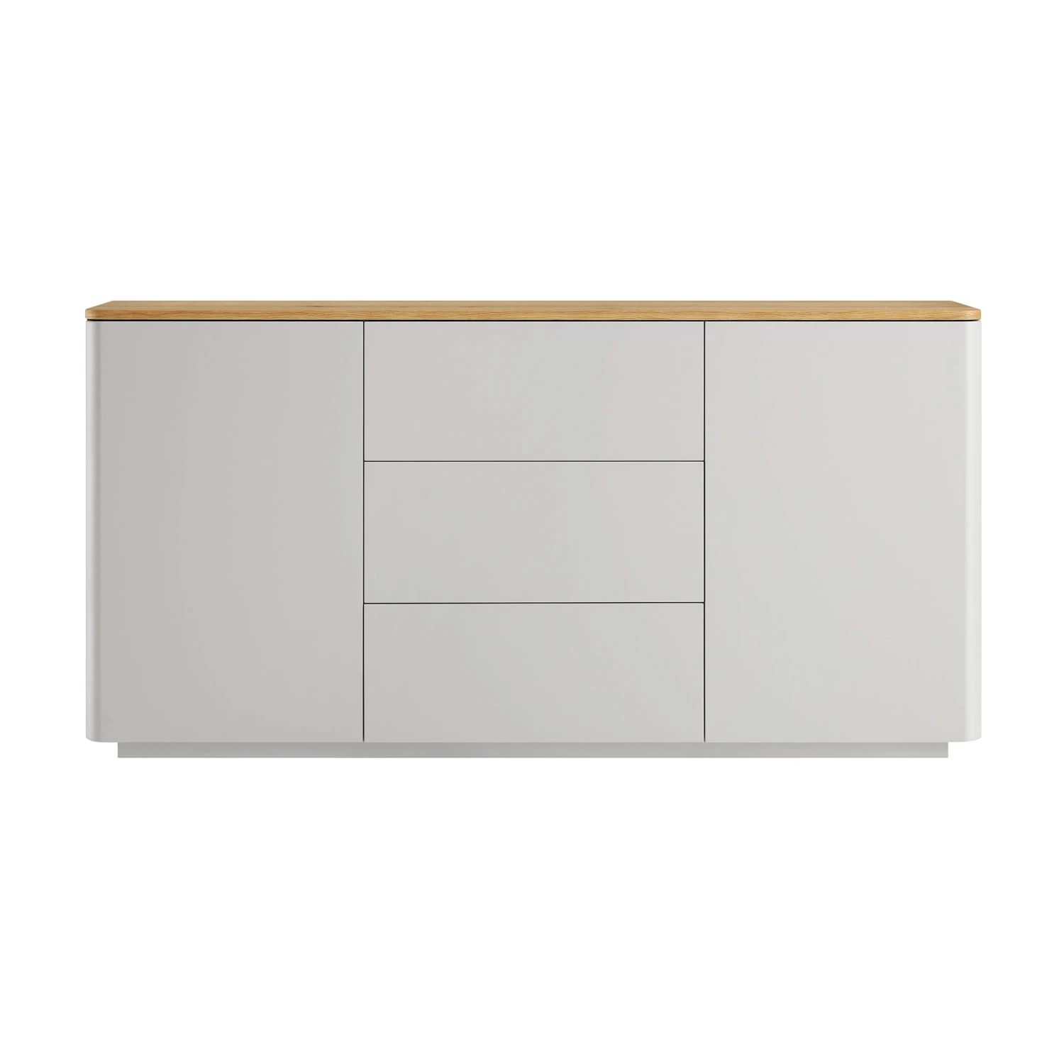 Agnes Curved Edge 2 Door 3 Drawer Wide Sideboard, Dove Grey With Oak Top 5 Agnes Curved Edge 2 Door 3 Drawer Wide Sideboard, Dove Grey With Oak Top - Image 5