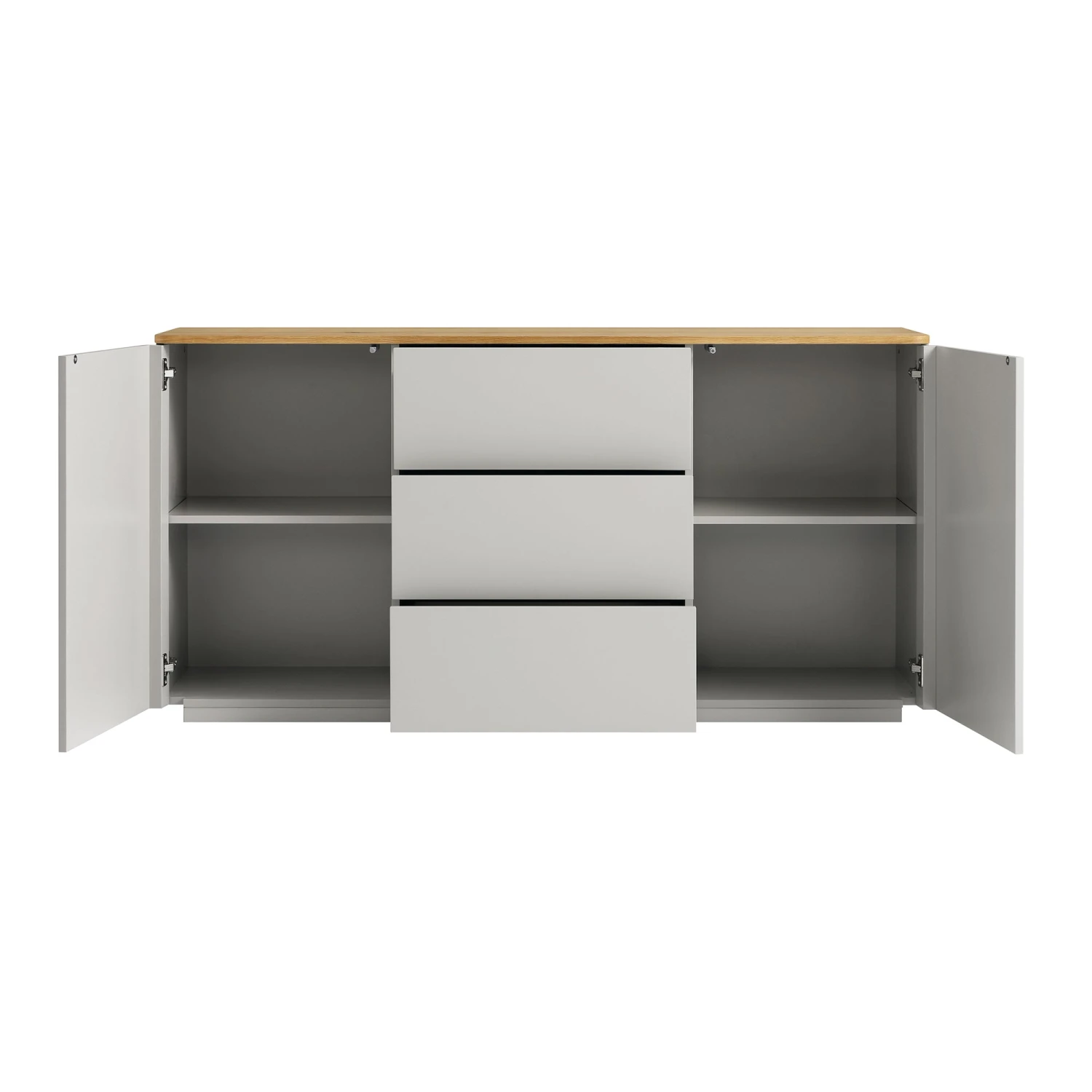 Agnes Curved Edge 2 Door 3 Drawer Wide Sideboard, Dove Grey With Oak Top 8 Agnes Curved Edge 2 Door 3 Drawer Wide Sideboard, Dove Grey With Oak Top - Image 8