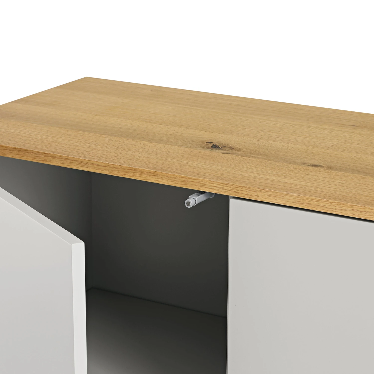 Agnes Curved Edge 2 Door 3 Drawer Wide Sideboard, Dove Grey With Oak Top 14 Agnes Curved Edge 2 Door 3 Drawer Wide Sideboard, Dove Grey With Oak Top - Image 14