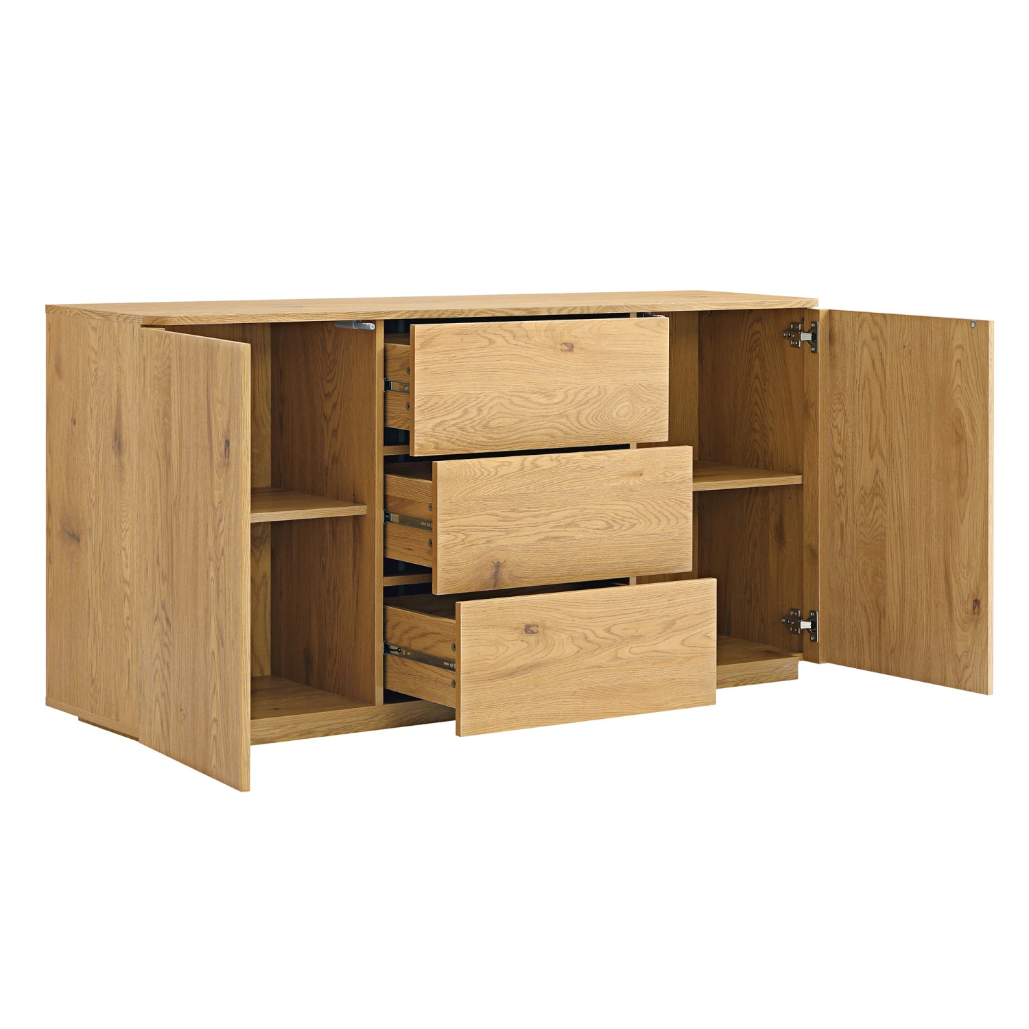 Agnes Curved Edge 2 Door 3 Drawer Wide Sideboard, Natural 7 Agnes Curved Edge 2 Door 3 Drawer Wide Sideboard, Natural - Image 7