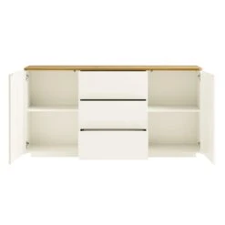 Agnes Curved Edge 2 Door 3 Drawer Wide Sideboard, Off White With Oak Top 23 Agnes Curved Edge 2 Door 3 Drawer Wide Sideboard, Off White With Oak Top -Daals Store BSD 143 WHITE WB3