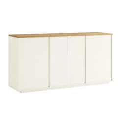 Agnes Curved Edge 2 Door 3 Drawer Wide Sideboard, Off White With Oak Top 27 Agnes Curved Edge 2 Door 3 Drawer Wide Sideboard, Off White With Oak Top -Daals Store BSD 143 WHITE WB7