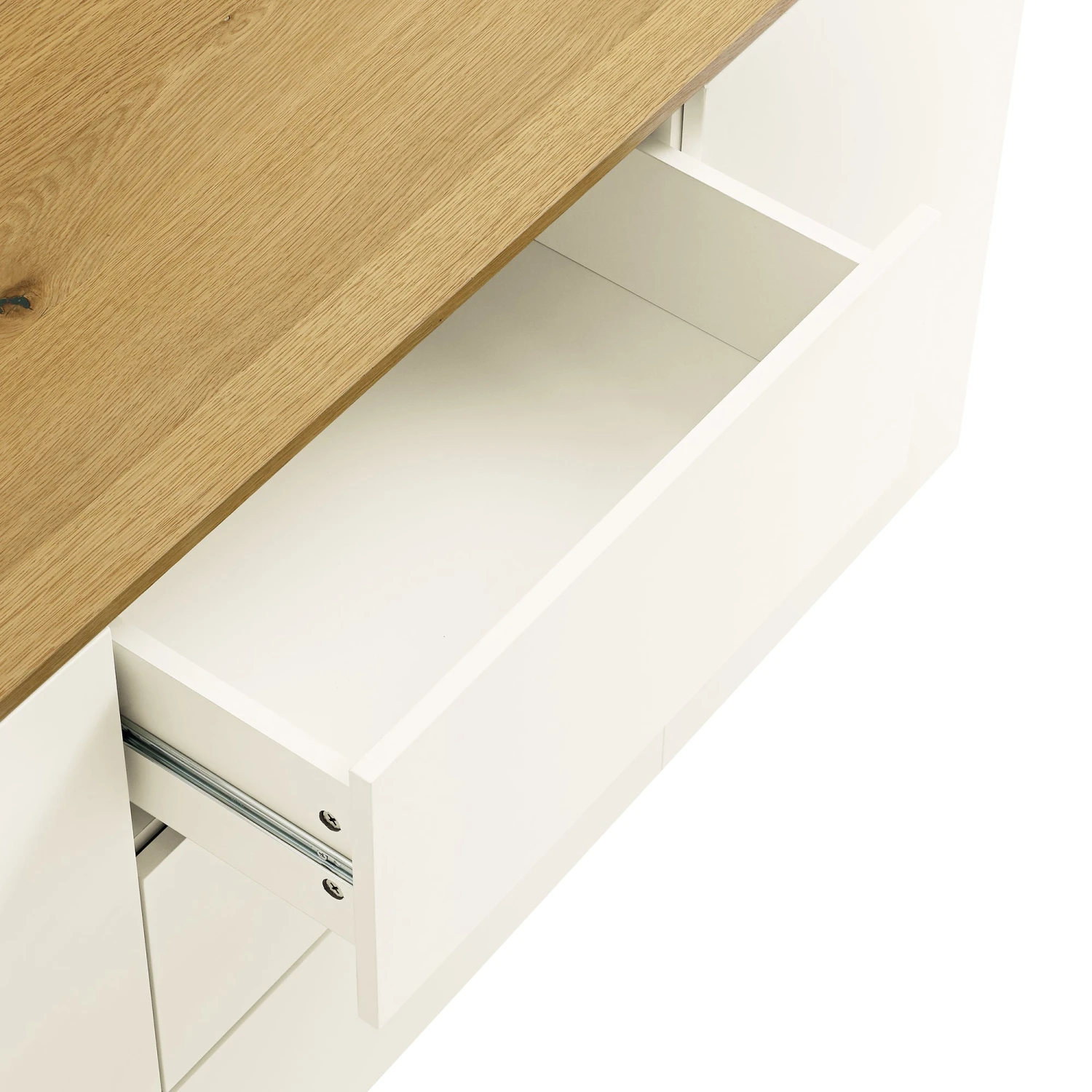 Agnes Curved Edge 2 Door 3 Drawer Wide Sideboard, Off White With Oak Top 15 Agnes Curved Edge 2 Door 3 Drawer Wide Sideboard, Off White With Oak Top - Image 15