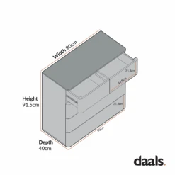 Agnes Curved Edge 2 Over 3 Chest Of Drawers, Dove Grey With Oak Top 20 Agnes Curved Edge 2 Over 3 Chest Of Drawers, Dove Grey With Oak Top -Daals Store BSD 144 CHART