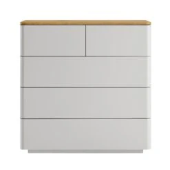 Agnes Curved Edge 2 Over 3 Chest Of Drawers, Dove Grey With Oak Top 17 Agnes Curved Edge 2 Over 3 Chest Of Drawers, Dove Grey With Oak Top -Daals Store BSD 144 DOVEGREY WB1